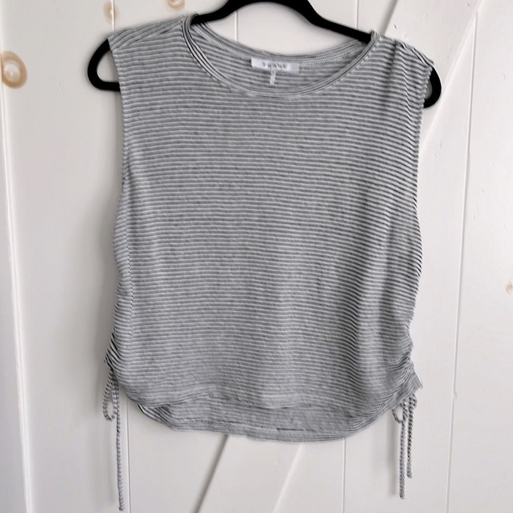 Frame Side Cinch Muscle Tee Navy/White Stripe Size S